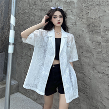 画像をギャラリービューアに読み込む, ゆったり半袖シャツジャケット 透けジャケット