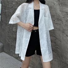 画像をギャラリービューアに読み込む, ゆったり半袖シャツジャケット 透けジャケット