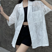 画像をギャラリービューアに読み込む, ゆったり半袖シャツジャケット 透けジャケット
