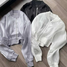 画像をギャラリービューアに読み込む, サマーカーディガンジャケットジッパーショートジャケット日焼け防止服透明長袖ジャケット