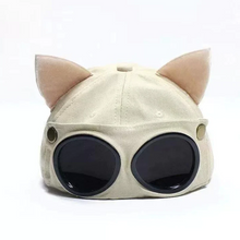 画像をギャラリービューアに読み込む, かわいい猫耳アビエイター サングラス ベースボール キャップ ヒップホップ サングラス キャップ