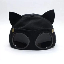 画像をギャラリービューアに読み込む, かわいい猫耳アビエイター サングラス ベースボール キャップ ヒップホップ サングラス キャップ