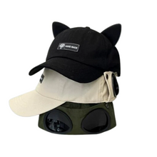 画像をギャラリービューアに読み込む, かわいい猫耳アビエイター サングラス ベースボール キャップ ヒップホップ サングラス キャップ