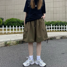 画像をギャラリービューアに読み込む, 薄手パンツ レディース 夏 ゆったり レトロ ハイウエスト スリム 5点パンツ オーバーオール ショートパンツ ワイドレッグ カジュアルパンツ