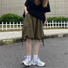 画像をギャラリービューアに読み込む, 薄手パンツ レディース 夏 ゆったり レトロ ハイウエスト スリム 5点パンツ オーバーオール ショートパンツ ワイドレッグ カジュアルパンツ