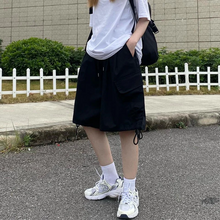 画像をギャラリービューアに読み込む, 薄手パンツ レディース 夏 ゆったり レトロ ハイウエスト スリム 5点パンツ オーバーオール ショートパンツ ワイドレッグ カジュアルパンツ