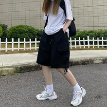 画像をギャラリービューアに読み込む, 薄手パンツ レディース 夏 ゆったり レトロ ハイウエスト スリム 5点パンツ オーバーオール ショートパンツ ワイドレッグ カジュアルパンツ