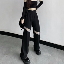画像をギャラリービューアに読み込む, 新しいスタイルのレースステッチ中空アウトスーツハイウエスト痩身ストレートカジュアルワイドレッグパンツ女性原宿スタイル