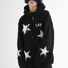 画像をギャラリービューアに読み込む, ルーズスターパッチカーディガンセータープラスベルベットジッパージャケット韓国語バージョンインカップルフード付きジャケット