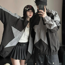 画像をギャラリービューアに読み込む, ゆるくて万能な個性星柄ジャケットジャケット韓国ストリートカジュアルジャケットカップルカーディガンウインドブレーカージャケット