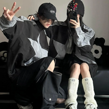 画像をギャラリービューアに読み込む, ゆるくて万能な個性星柄ジャケットジャケット韓国ストリートカジュアルジャケットカップルカーディガンウインドブレーカージャケット