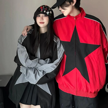画像をギャラリービューアに読み込む, ゆるくて万能な個性星柄ジャケットジャケット韓国ストリートカジュアルジャケットカップルカーディガンウインドブレーカージャケット
