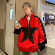 画像をギャラリービューアに読み込む, ゆるくて万能な個性星柄ジャケットジャケット韓国ストリートカジュアルジャケットカップルカーディガンウインドブレーカージャケット