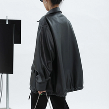画像をギャラリービューアに読み込む, 新しいゆったりレトロなレザーのワークジャケット女性の高級デザイン感黒ジャケットトレンド