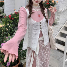 画像をギャラリービューアに読み込む, 3点セットアップキャミニットとレーススカートと长袖Tシャツかわいいセットガーリー