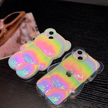 画像をギャラリービューアに読み込む, 韓国ファッションくまアニマル2カラークリア ホワイトiphoneケーススマホケースシリカゲルケース