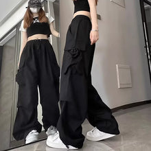 画像をギャラリービューアに読み込む, ジャズダンス用 レディース ヒップホップ カーゴパンツ アメリカンリトロ ワイドレッグ スウェットパンツ