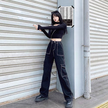 画像をギャラリービューアに読み込む, 原宿風デニムハイウエストボトムスパンツヒップホップスタイルストリート