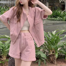 画像をギャラリービューアに読み込む, 春デニム 2点セットレディースピンクデニムセット春のデートオフィスカジュアル向け若い女性向けキュートピンクデニムセットアップ