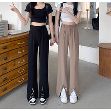 画像をギャラリービューアに読み込む, 韓国っぱフレアパンツフロントスリットカジュアルレデイーズ気質パンツ