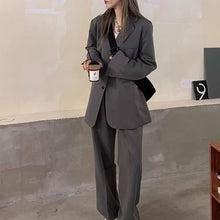 画像をギャラリービューアに読み込む, 2点セットジャケット と ワイドパンツかっこいいセット韓国っぱレデイーズカジュアルゆったり セット