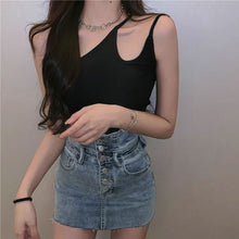 画像をギャラリービューアに読み込む, 韓国風ハイウエストデニムスカートミニ丈スカートレデイーズ