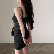 画像をギャラリービューアに読み込む, 韓国ファッションノースリーブデニム キャミソールワンピースレデイーズ