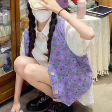 画像をギャラリービューアに読み込む, 学院風スクールスタイル 半袖シャツ&花柄ベスト&ショートパンツ 3点セットレデイーズ