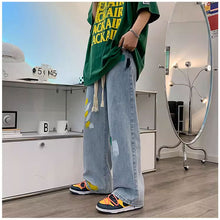 画像をギャラリービューアに読み込む, 原宿系落書き伸縮性ウエストメンズデニムパンツ