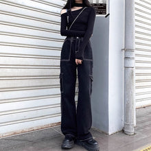 画像をギャラリービューアに読み込む, 原宿風デニムハイウエストボトムスパンツヒップホップスタイルストリート