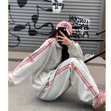 画像をギャラリービューアに読み込む, 2セットアップパーカーアウターとパンツベルベットリボンデザインパーカーアウターカジュアルレディース