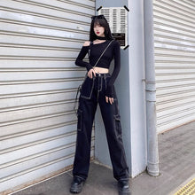 画像をギャラリービューアに読み込む, 原宿風デニムハイウエストボトムスパンツヒップホップスタイルストリート