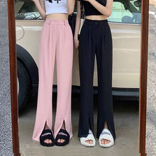 画像をギャラリービューアに読み込む, 韓国っぱフレアパンツフロントスリットカジュアルレデイーズ気質パンツ