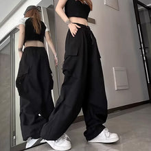 画像をギャラリービューアに読み込む, ジャズダンス用 レディース ヒップホップ カーゴパンツ アメリカンリトロ ワイドレッグ スウェットパンツ