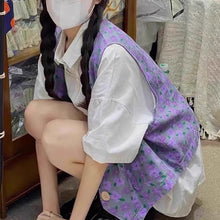 画像をギャラリービューアに読み込む, 学院風スクールスタイル 半袖シャツ&花柄ベスト&ショートパンツ 3点セットレデイーズ