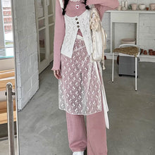 画像をギャラリービューアに読み込む, 3点セットアップキャミニットとレーススカートと长袖Tシャツかわいいセットガーリー