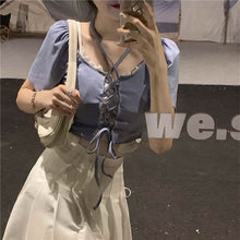 画像をギャラリービューアに読み込む, 韓国っぱフリル ギャザー キャミソールTシャツ半袖スリムサマーデザインショート丈トップス2点セット