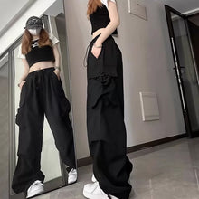 画像をギャラリービューアに読み込む, ジャズダンス用 レディース ヒップホップ カーゴパンツ アメリカンリトロ ワイドレッグ スウェットパンツ