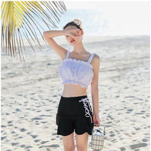 画像をギャラリービューアに読み込む, セットアップスタイルアップ 水着 タンキニ ビキニ ボリューム袖かわいいガーリー痩せて見える水着