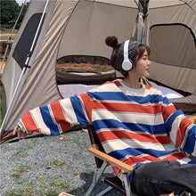 画像をギャラリービューアに読み込む, 原宿系ダンス洋服ロンT ボーダー柄 マルチボーダー柄Tシャツ