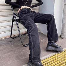 画像をギャラリービューアに読み込む, 原宿風デニムハイウエストボトムスパンツヒップホップスタイルストリート