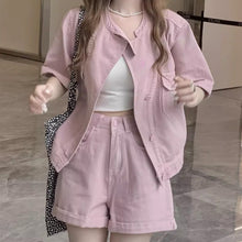 画像をギャラリービューアに読み込む, 春デニム 2点セットレディースピンクデニムセット春のデートオフィスカジュアル向け若い女性向けキュートピンクデニムセットアップ