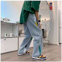 画像をギャラリービューアに読み込む, 原宿系落書き伸縮性ウエストメンズデニムパンツ