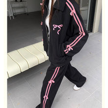 画像をギャラリービューアに読み込む, 2セットアップパーカーアウターとパンツベルベットリボンデザインパーカーアウターカジュアルレディース