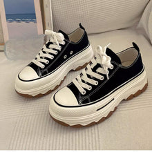 画像をギャラリービューアに読み込む, 韓国っぽ厚底白シューズカジュアルスポーツキャンバスシューズ韓国ストリートレースアップ シューズ