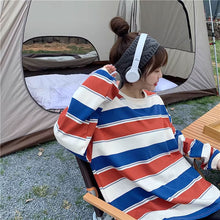 画像をギャラリービューアに読み込む, 原宿系ダンス洋服ロンT ボーダー柄 マルチボーダー柄Tシャツ