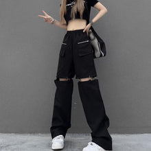画像をギャラリービューアに読み込む, 韓国 スタイル ストリート スケーター ステージ衣装 ダンス衣装 ガールズ ファッション HIPHOP 長ズボン ロングパンツ レディース ダンス 衣装 ヒップホップ 派手 カワ な 服 原宿 個性派 パンツ 取り外し可能カーゴパンツ
