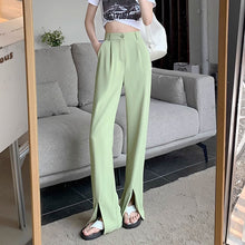 画像をギャラリービューアに読み込む, 韓国っぱフレアパンツフロントスリットカジュアルレデイーズ気質パンツ