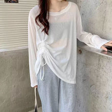 画像をギャラリービューアに読み込む, 韓国ファッションシルクサンスクリーントップスレースアップルーズ透明レデイーズ