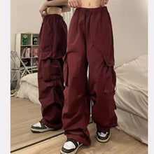 画像をギャラリービューアに読み込む, ジャズダンス用 レディース ヒップホップ カーゴパンツ アメリカンリトロ ワイドレッグ スウェットパンツ